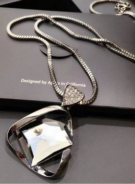 韩版水晶圆形毛衣长款时尚项链