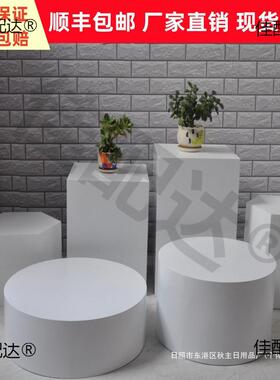 白色烤展圆漆柱体摆形C4pawYAJ件底座圆长方台形六边形橱窗模特地