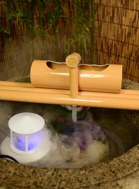 圆形缸过滤器流水器古法养鱼缸循环水竹子客厅流水器PVC流水摆件