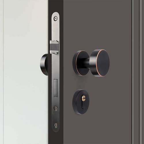 双面分体锁带钥匙门锁卧室内静音隐形锁具门把手斜舌木门整套家用 - 图1