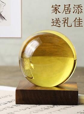 黄水晶球开业摆件绿紫蓝粉色红色白透明玻璃圆球家居客厅商铺摆件