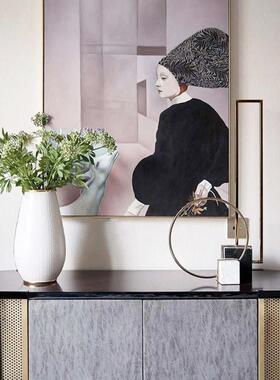 黑金白色大理石方形圆形几何创意摆件现代简约样板房售楼美间饰品