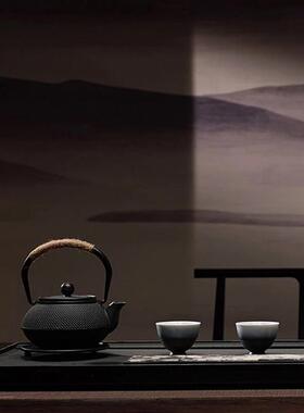 中式茶室属金茶具茶壶茶叶罐摆新件样板房售楼处客FWR厅博古架装