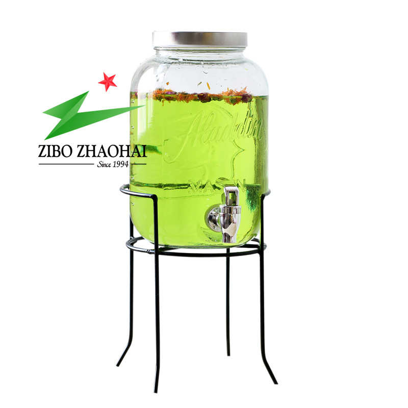 4-liter golden shelf juice jar glass grape wine jar soaking wine bottle dessert table party self-service beverage bucket