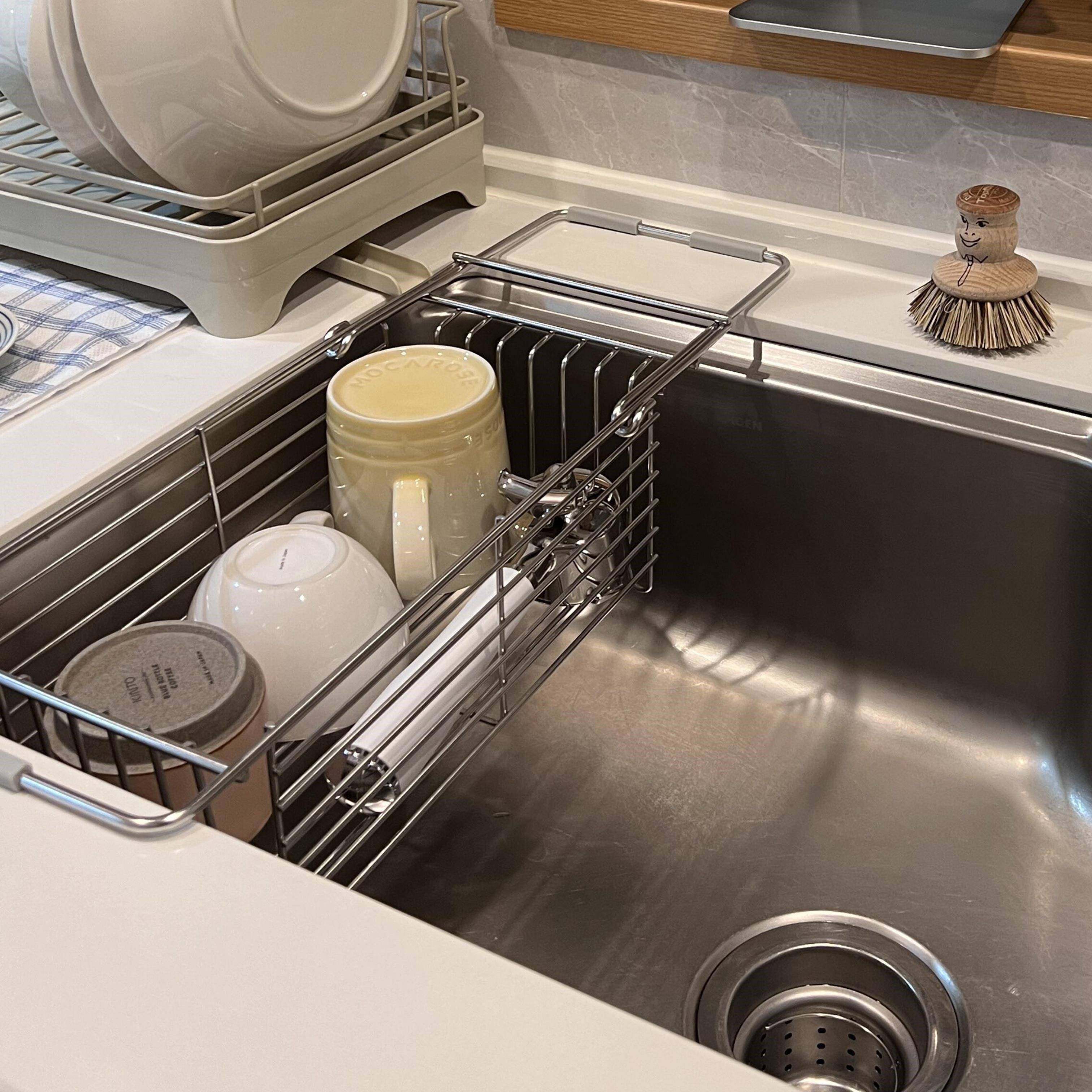 不锈钢水槽置物架厨房伸缩沥水碗筷抹布碗碟多功能收纳架沥水ins,淘宝优惠券,粉丝福利购,淘宝优惠卷