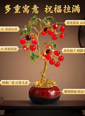 珐瑯彩聚宝盆葡萄摆件中式客厅博古架电视柜酒柜装饰乔迁新居礼品