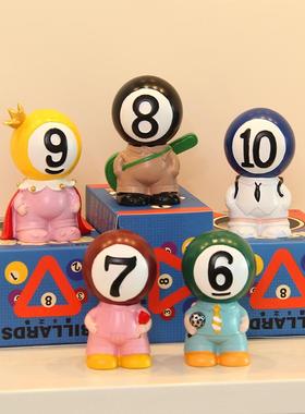 台球厅桌球俱乐部收银台装饰创意摆件台球小玩偶店铺开业礼物摆设