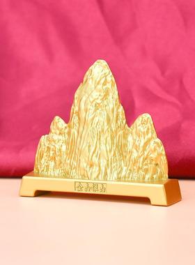 新中式黄铜金属金山银山假山创意装饰品小摆件客厅办公室茶桌桌面