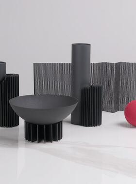 简现代黑色约属折叠网玄面摆件红色球售楼处关客厅茶KED几软装饰