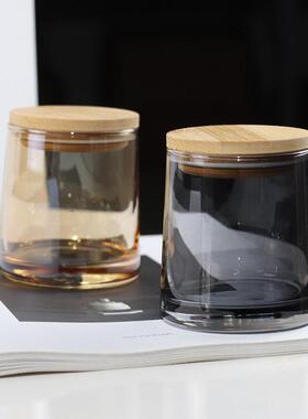 美沐儿 创意炫彩圣代杯diy香薰蜡烛制作彩色玻璃蜡烛空杯子带木盖