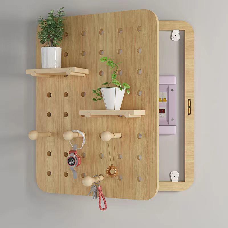 Blocking-free decorative painting decoration meter box punching block strong and weak electricity hole solid wood shelf cover weak electricity and strong