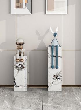 岩板摆件玄关摆台大理石底座现代简约客厅花架轻奢工艺品