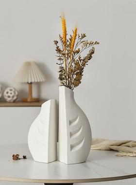 北欧陶瓷花瓶组合ins风创意白色简约高级感家居装饰摆件花瓶陶瓷