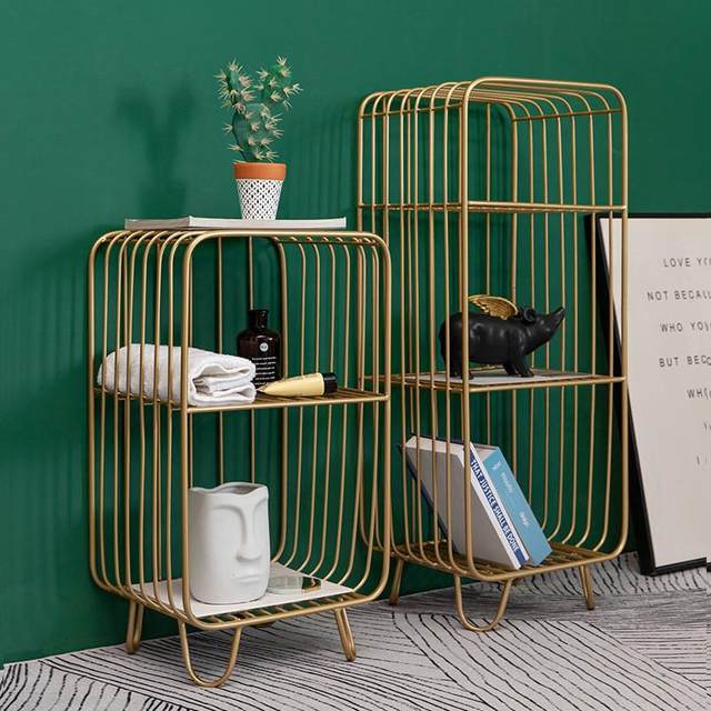 Nordic iron mesh storage rack living room entrance sofa balcony multi-layer storage rack floor bedside storage cabinet
