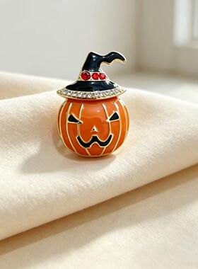 Halloween Pumpkin Witch Hat Enamel Brooch Pin
