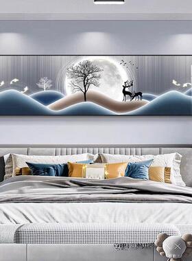 卧室装饰画床头挂画温馨福鹿墙画现简约轻奢客厅主卧背景墙壁画