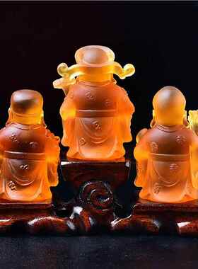 SYO色黄琉璃福摆禄寿迁件家居客厅办公桌面收银台摆设乔开业礼品