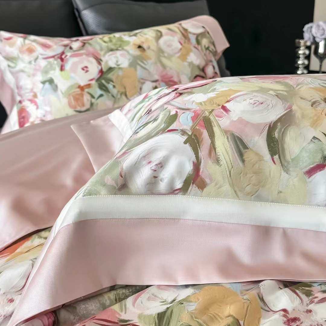 100S天丝棉四件套数码印花花卉美式春夏床上用品被套床单高档双人,淘宝优惠券,粉丝福利购,淘宝优惠卷