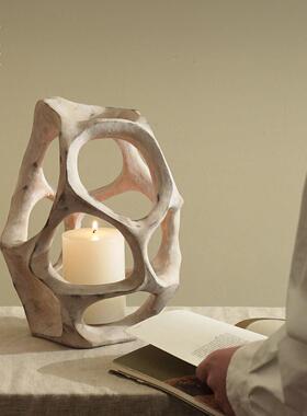 栗石侘寂风创意几何镂空球艺术装饰摆件家居客厅玄关空间设计摆设