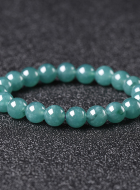 拍卖10MM 天然A货老坑冰种蓝水胶感圆珠翡翠玉手链手串