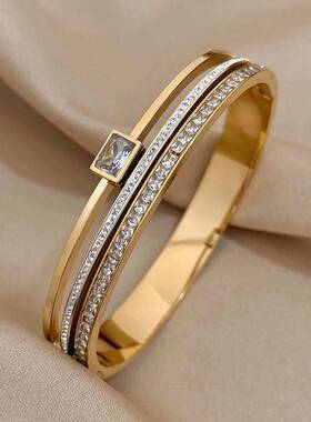 Stainless Steel Cuff Bracelet For Women Mens Gold Silver手镯