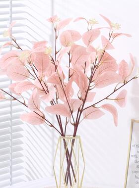 高档彩色尤加桌利件叶子彷真植物装饰花花花瓶假家居客厅餐摆摆放