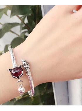 新款0999纯银手子女225新款红玉刚日韩时尚网红狐狸手环送女友闺