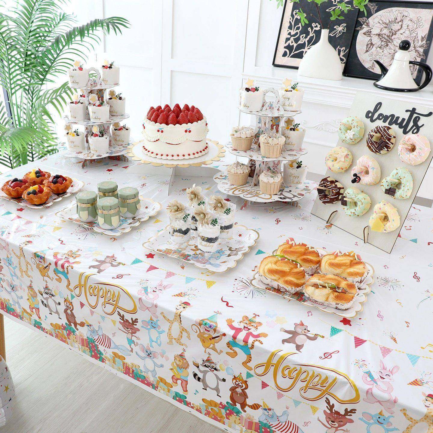 蛋糕展示架周岁生日场景布置装饰甜品台蛋糕托盘卡通三层甜甜圈摆,淘宝优惠券,粉丝福利购,淘宝优惠卷