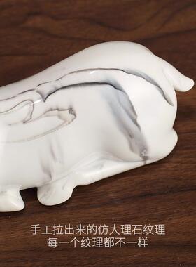 创意麋鹿摆设树脂仿大理石摆件家居饰品酒柜电视柜装饰品桌面客厅
