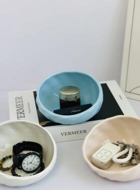 北欧ins入户玄关陶瓷收纳碗客厅桌面装饰摆件高颜值钥匙大收纳碗