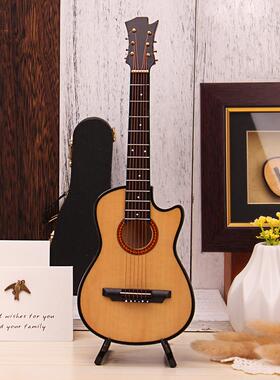 新款仿迷你乐器缺角民谣吉他模型迷你马丁礼民谣真木吉他摆件生日