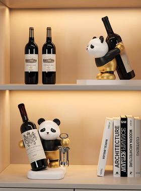 熊猫红酒架摆件轻奢酒柜装饰bj874-品家客厅柜餐边电柜摆设视工居