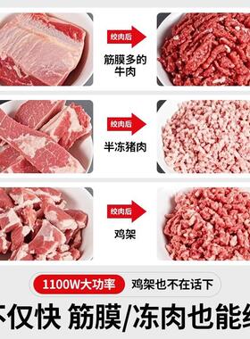绞肉机商用大功率小动型多功能电动不锈钢碎肉绞馅全亨创自肉馅打
