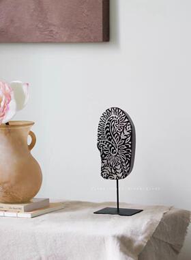 美学民宿茶室墙柜小众艺术饰品摆件印尼雕花侘寂风软装搭配