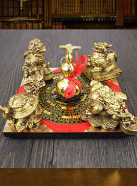 铜制聚财阵葫芦龙龟金蟾貔貅罗盘麒麟风水聚宝盆招财家居店铺摆件