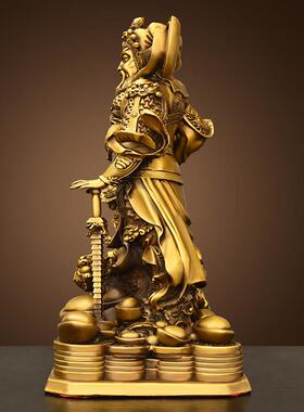 铜赵公明摆件武财神家用工艺正财神爷骑虎财神像家居供奉神像站纯