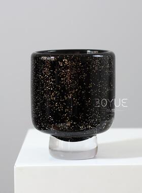 现代简约创意高脚金箔手工琉璃花瓶会议室洽谈桌花艺软装饰品摆件