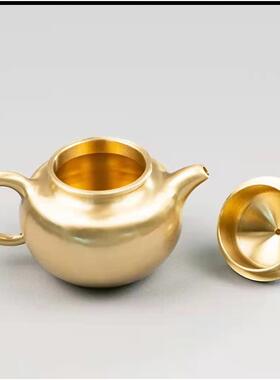 森舍黄铜西施茶壶把玩壶铜工艺品摆件办公室装摆件小茶壶素面