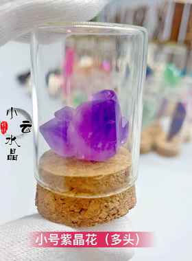 水晶原石矿石标本石摆件套装 水晶碎石矿石摆件带瓶子送礼装饰定