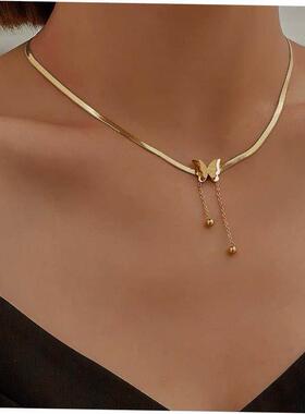 butterfly pendant choker tassel necklace female 蝴蝶流苏项链