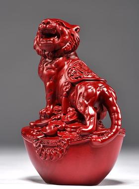 红木雕虎饰品实木生肖家居客厅办公室装饰工艺商务礼品