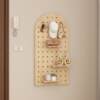 Solid wood perforated board storage rack, entrance wall hanging clothes storage shelf, customizable desk wall shape display