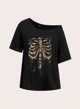 Women's Summer Short Sleeve Asymmetrical Shoulder Top