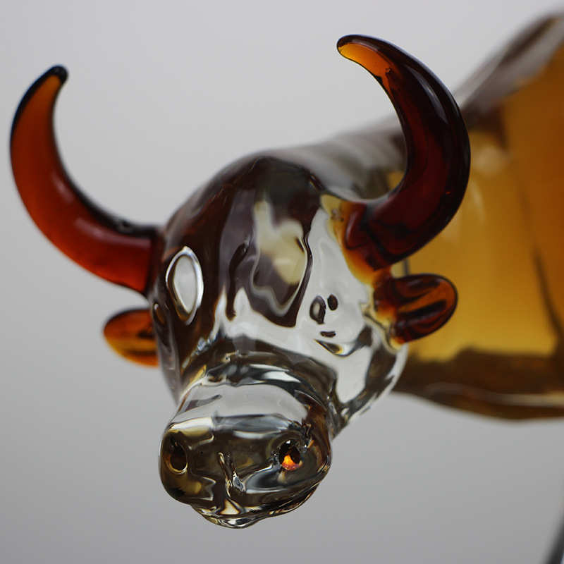 Manufacturer supplies zodiac cow shape animal bubble wine bottle glass crafts cow shape bubble wine white wine bottle