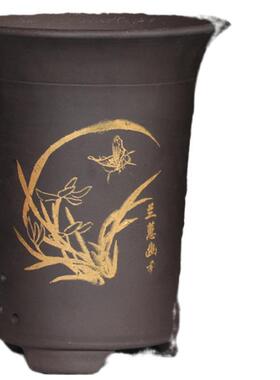 紫砂兰花盆宜兴紫砂兰花盆陶瓷兰盆专用盆带托盘包邮包破损