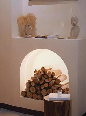 木柴柴火乔迁小木头客厅桌面装饰摆件原木杉木桩入宅壁炉篝火木材