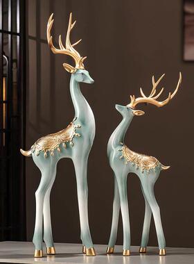 中式招财鹿流沙画摆件入门玄关收纳盒客厅家用办公室乔迁新居礼品