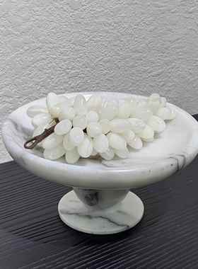 简约现代样板间软FTG饰装客厅茶几天大理然石托盘装品楼处桌面售