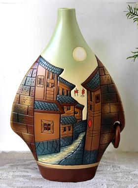 高档丽江特色手工艺陶品瓷花瓶客多阁餐厅柜宝酒柜装饰品摆件个性