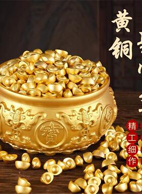 黄铜双鱼聚宝盆金色摆件中式摆设家居客厅电视柜装饰品乔迁送礼品